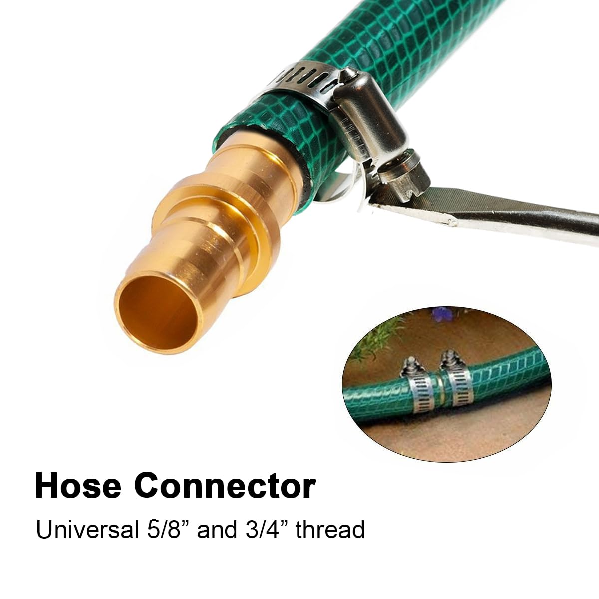 Kit De Réparation De Tuyau D'arrosage AINEED | 4 Connecteurs Aluminium Avec Colliers Inox | Compatible 1,9 Cm à 1,5 Cm