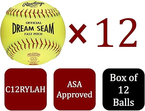 Miniatura 8 de Rawlings  Softball oficial DREAM SEAM Fastpitch  12" USA NFHS  C12RYLAH