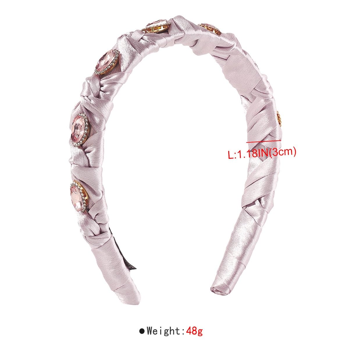 Trenza con diadema de satén de diamantes Diadema de presión de borde ancho de niña retro francesa(3-Pack)