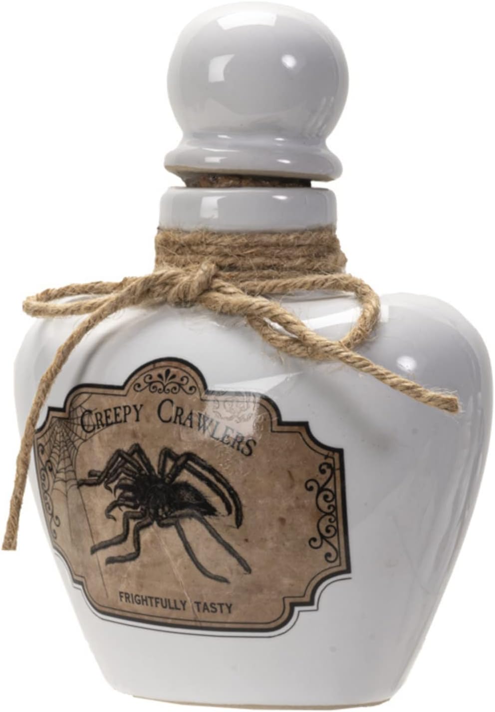 White Creepy Crawlers Ceramic Bottle Decorations, Spooky Tabletop Decor, 4.53" X 2.83" X 5.51"Size