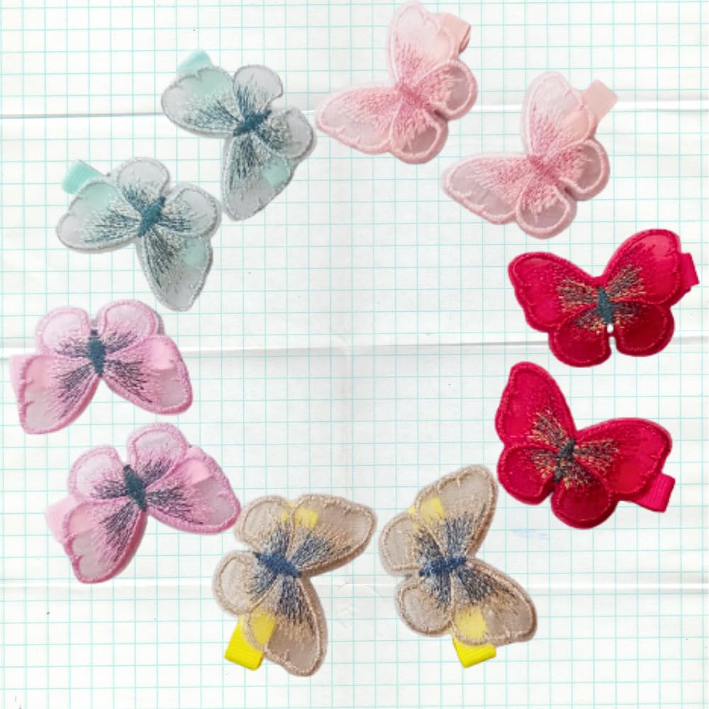 RSJ TRADERS 10 Pcs Butterfly Hair Clips Baby Hairpin Aligator hair pin For Kids Girls Hair Accessories Hair Clip (Multicolor) Assorted Color