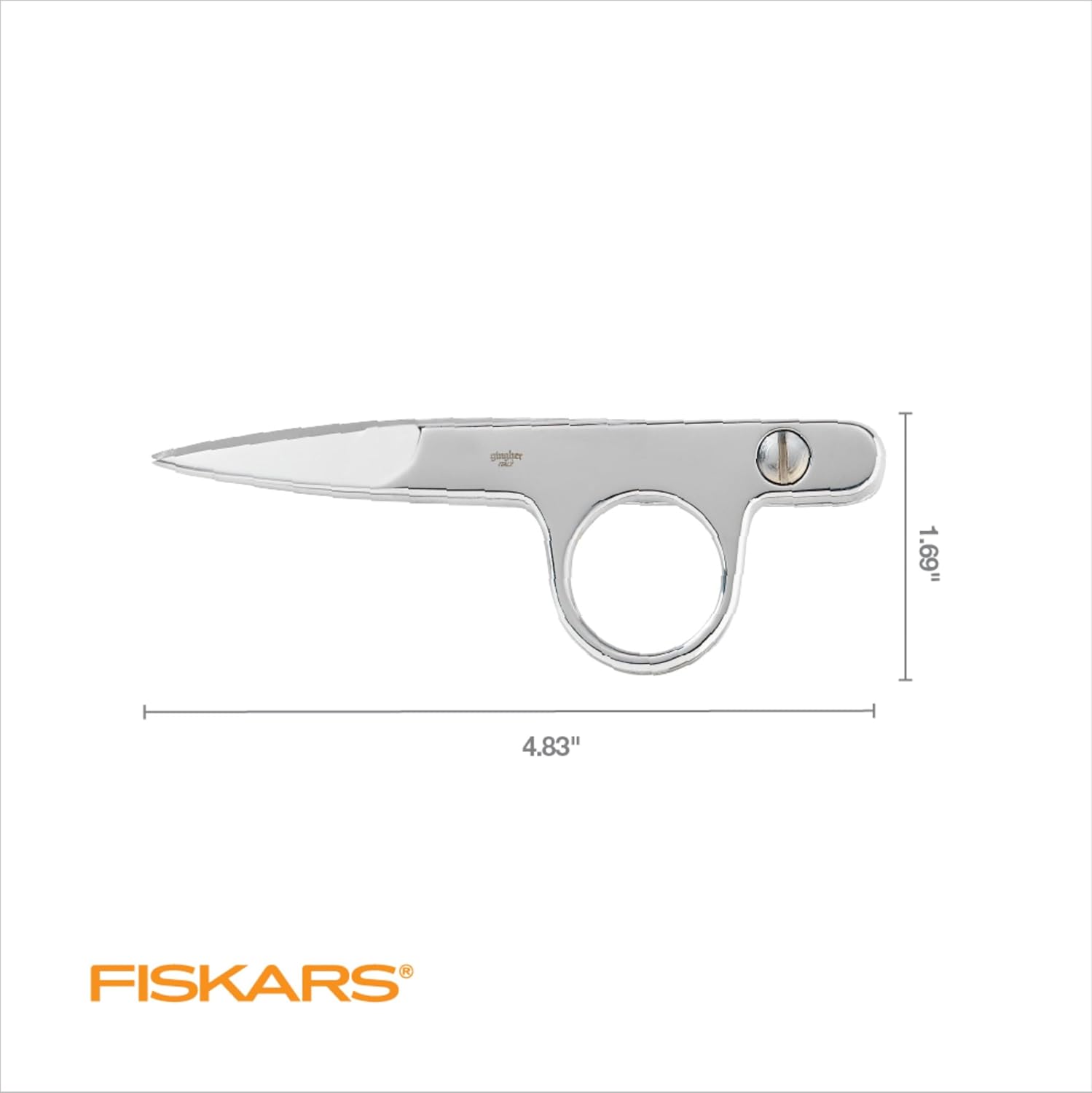 Gingher 4.5" Spring-Action Knife-Edge Thread Nippers, Stainless Steel Shears, Sharp Knife Edge Fabric Scissors with Protective Leather Sheath, Chrome Plated Nickel Finish