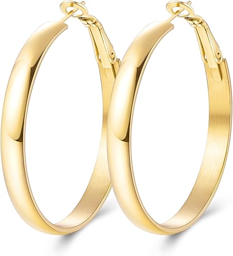 Jewlpire 14K Gold Plated Hoop Earrings for Women, Lightweight 14K Gold Plated Ho