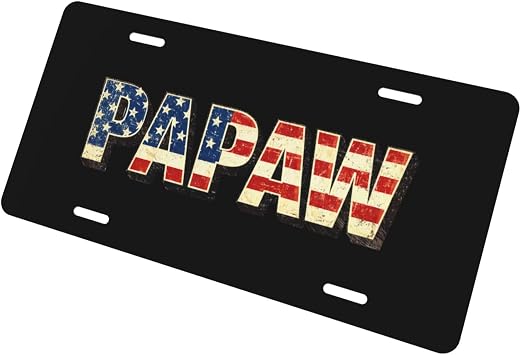 Papaw Grandpa American Flag Durable License Plate 6" X 12" Front Personalized Fashion Covers