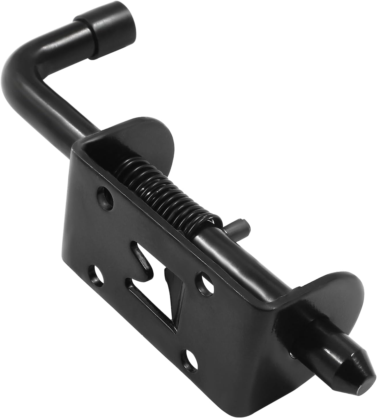 Hordion 2Pcs 5 Inch Spring Loaded Gate Latch Bolt, Stainless Steel Barrel Bolt Heavy Duty, Sliding Door Lock for Doors Cabinets Chests (Black)