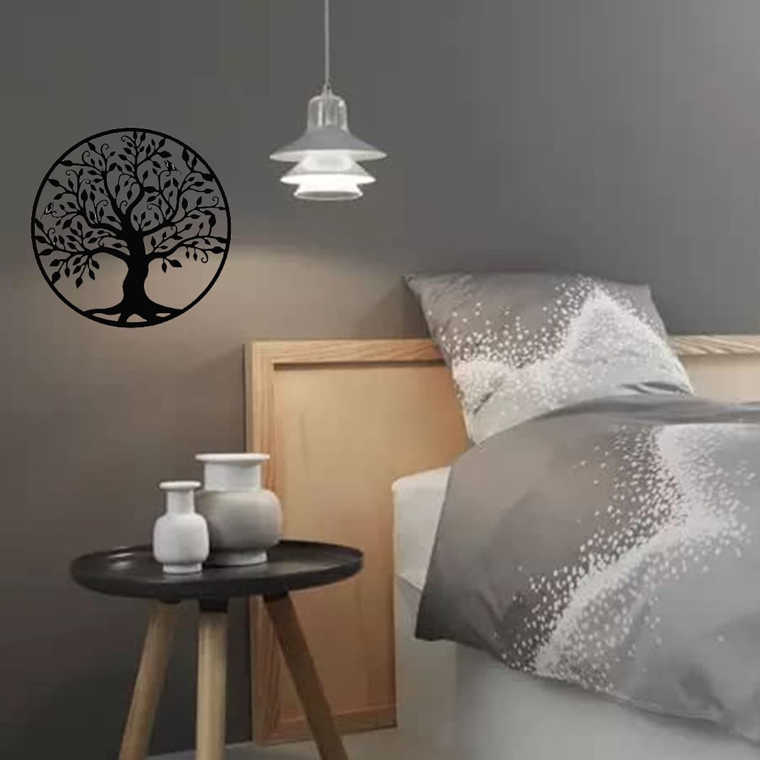 Árbol de la vida de metal para colgar en la pared, 50 cm, decoración de hierro para el hogar, sala de estar, decoración interior y exterior