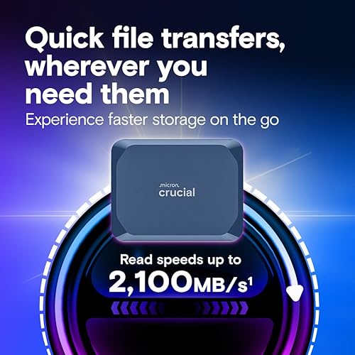 Miniatura 3 de Crucial X10 SSD portátil de 1 TB, hasta 2,100 MBs, USB 3.2 USB-C, unidad externa de estado sólido, compatible con Windows, Mac y Android,