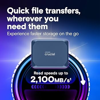 Amazon.com: Crucial X10 1TB Portable SSD, Up to 2,100MB/s, USB 3.2