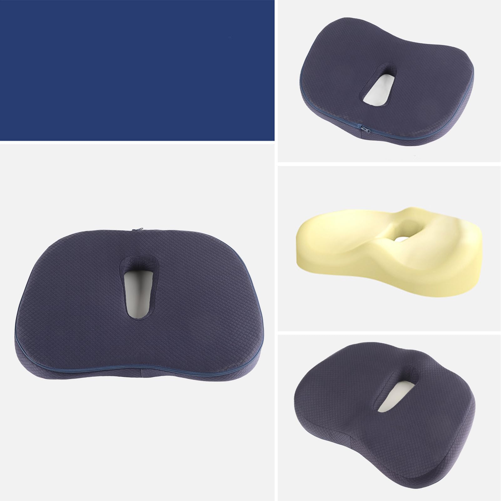 Cuscino per seduta in memory foam per una circolazione ottimale, traspirante e confortevole, forma ovale spessa, cuscino ergonomico per rilassamento di fianchi e gambe