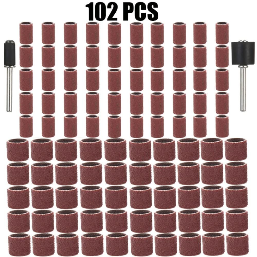 Schleifmaschine Schleiflamellenschleifer, ing Drum Kit Körnung 80 120 180 for elektrischen Mini-Winkelschleifer Braun Schwarz 102 Stk(102PCS,80)