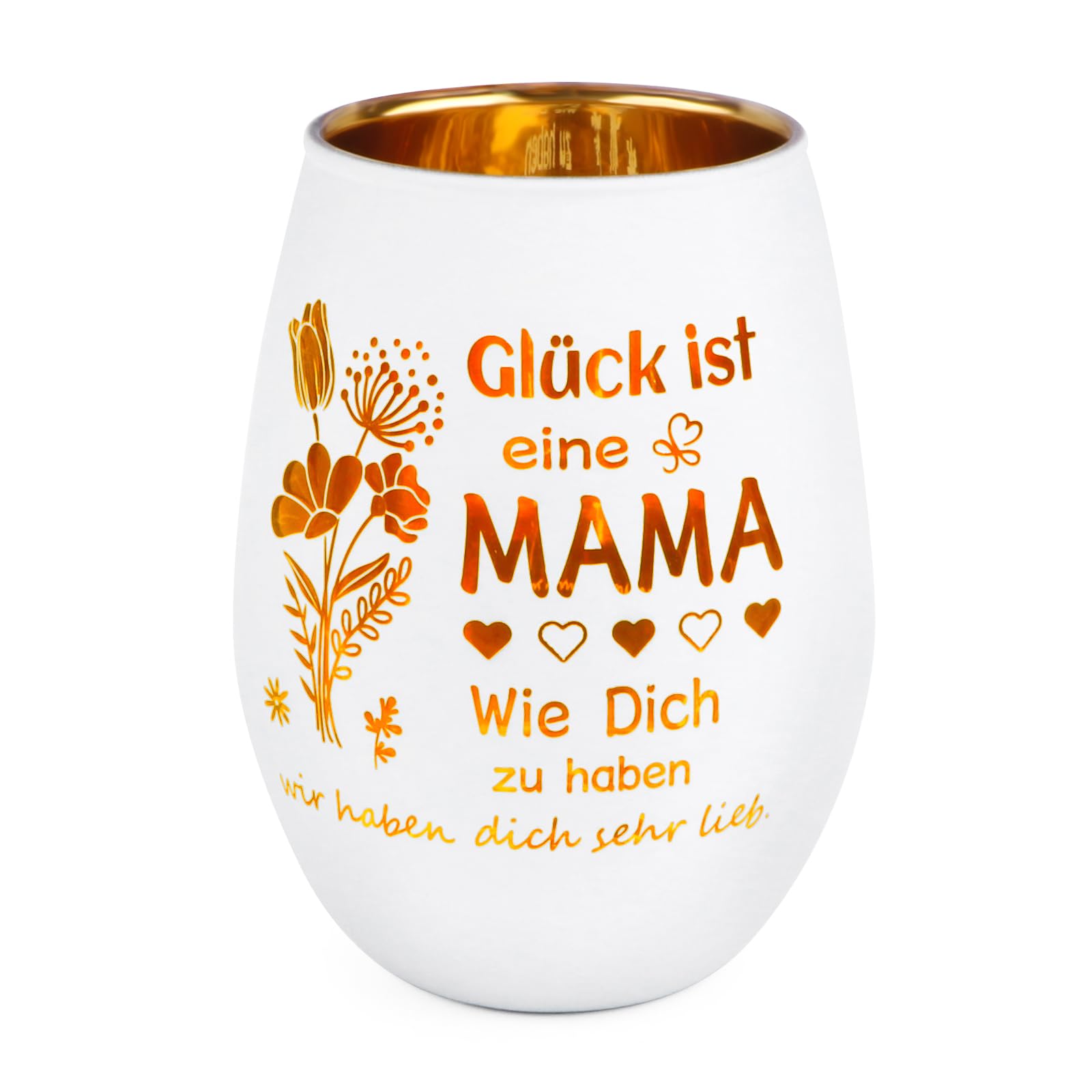 Belillpipi Geschenk für Mama, Teelichthalter Mama Windlicht Glas mit Gravur Geburtstagsgeschenk Persönlich Danke
