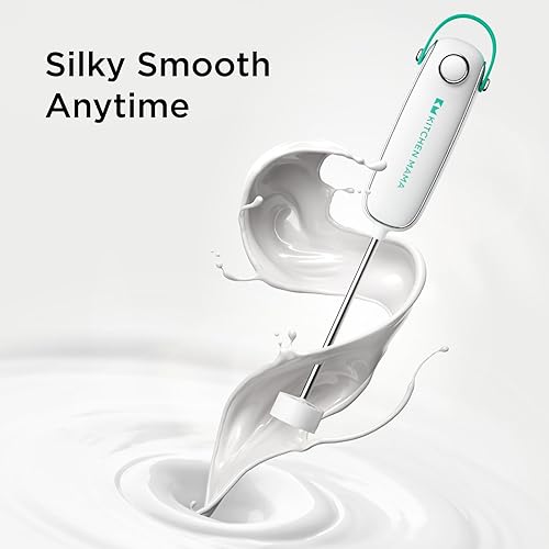 Miniatura 2 de Kitchen Mama Silkwhisk Espumador eléctrico de leche de mano mini mezclador de bebidas, acero inoxidable, máquina de espuma fría, varita espumadora