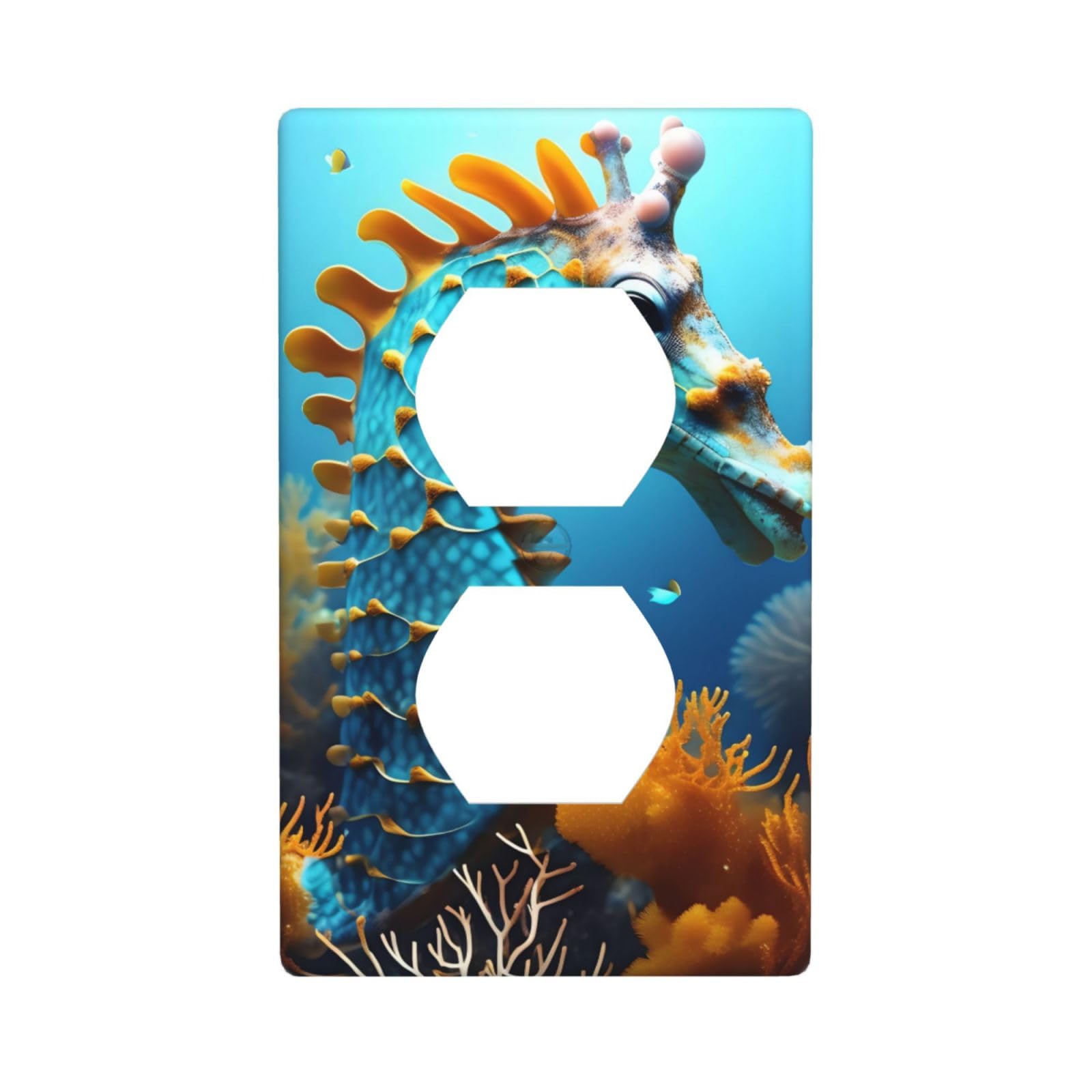 Blue Seahorse Unbreakable Polycarbonate Switch Plate-1 Gang Screwless Wall Plate for Home Office