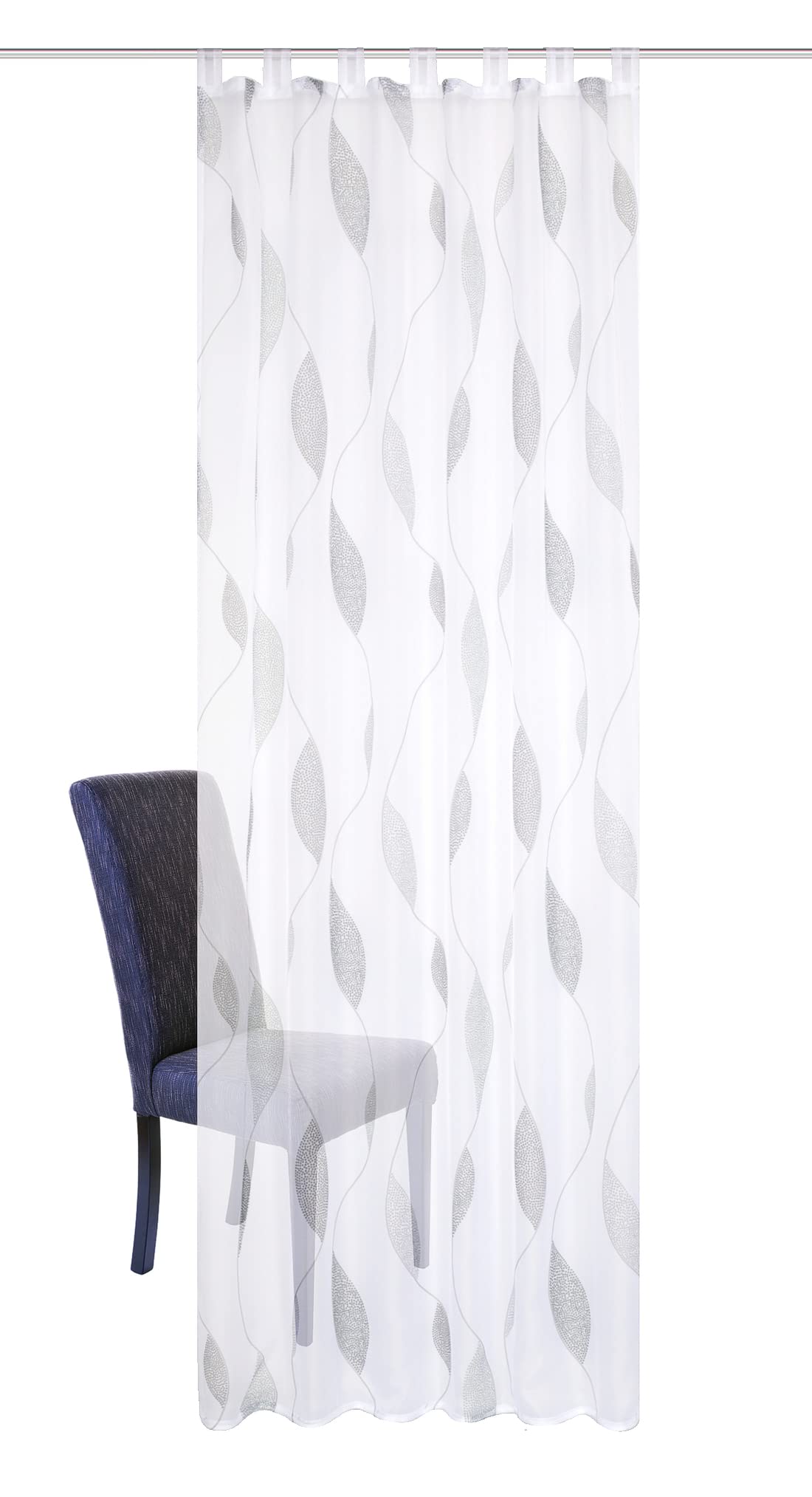 HOMEbasics 49462 Paolo Tab-Top Curtain Transparent Printed Stone 225 x 140 cm, W 55.1" x L 88.6" (1 Panels) - Image 3