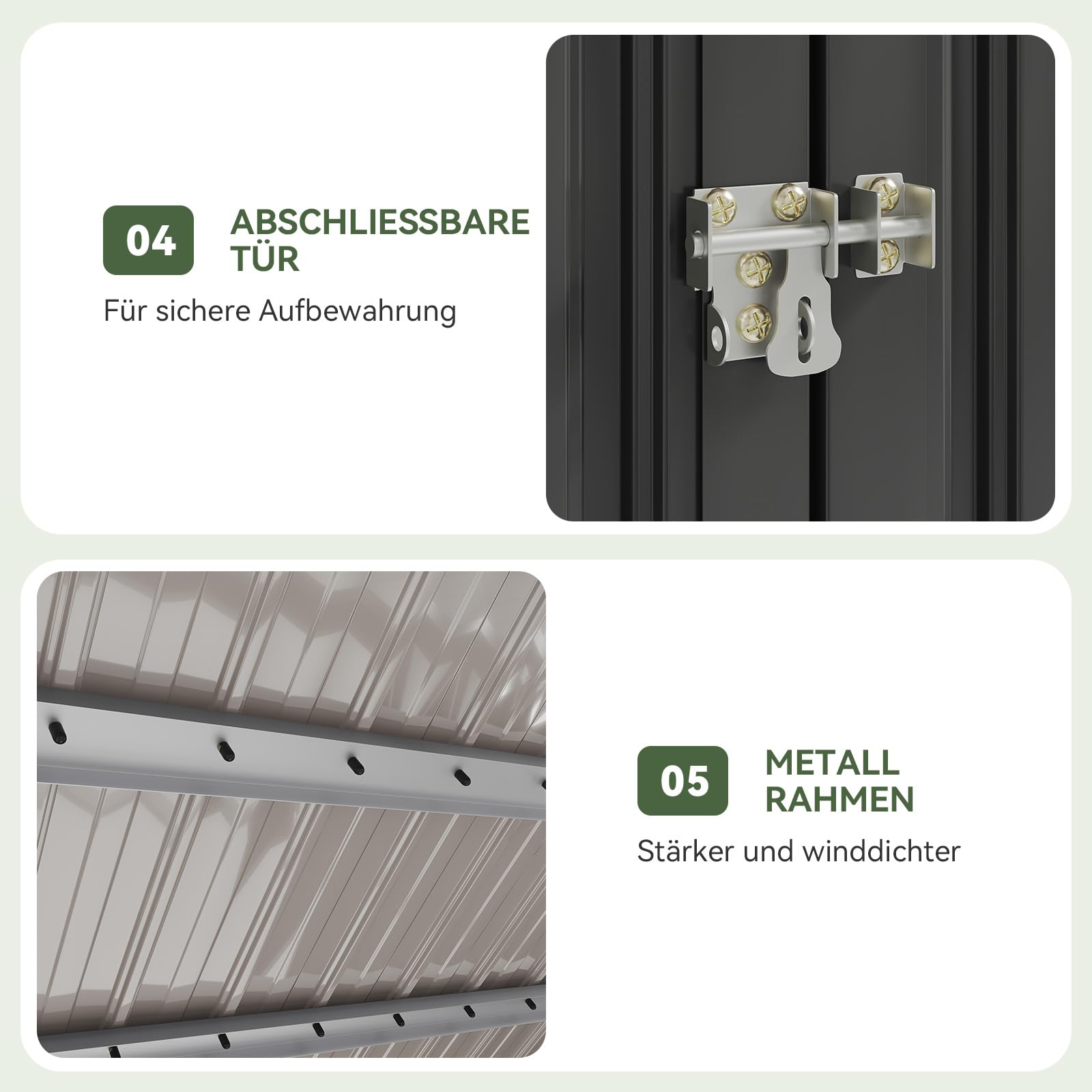 Aoxun 150x117x80 Metall Gerätehaus, Mülltonnenbox für 2 Tonnen, Wetterfester Gartenschrank mit Kettenzug-Deckel & Gasdruckfeder, zu öffnende Front- & Top-Türen, Schwarz