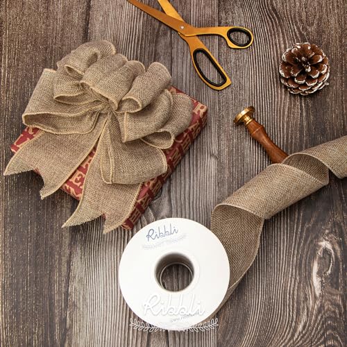 Cinta de arpillera con alambre Ribbli de tejido denso para lazos decorativos grandes 4