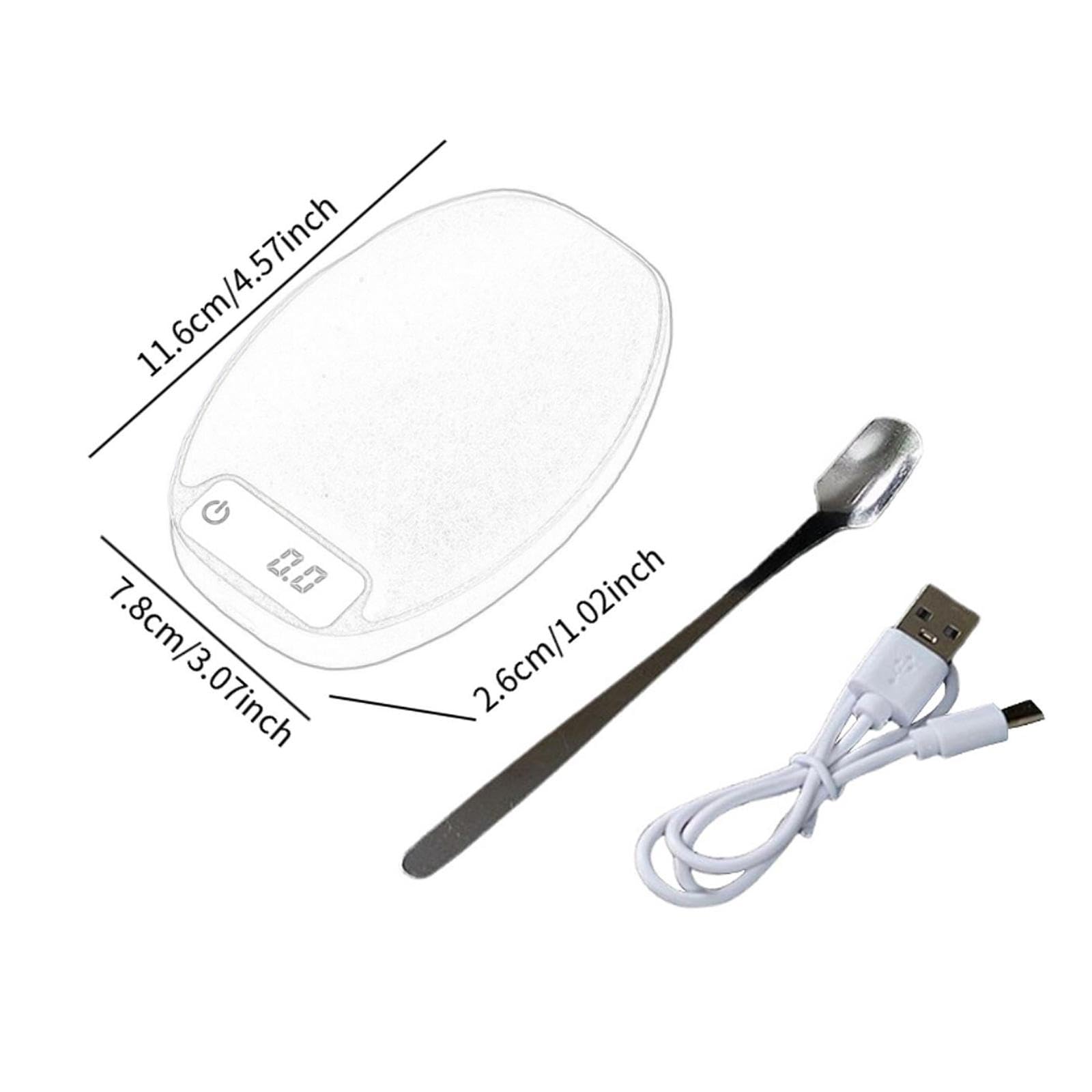Electrónica para Medir Alimentos Té Café con Cuchara Digital Material PP Acabado Madera Diseño Pequeño Recargable USB Apta para Oficina Hogar, MarrÓn, Individual