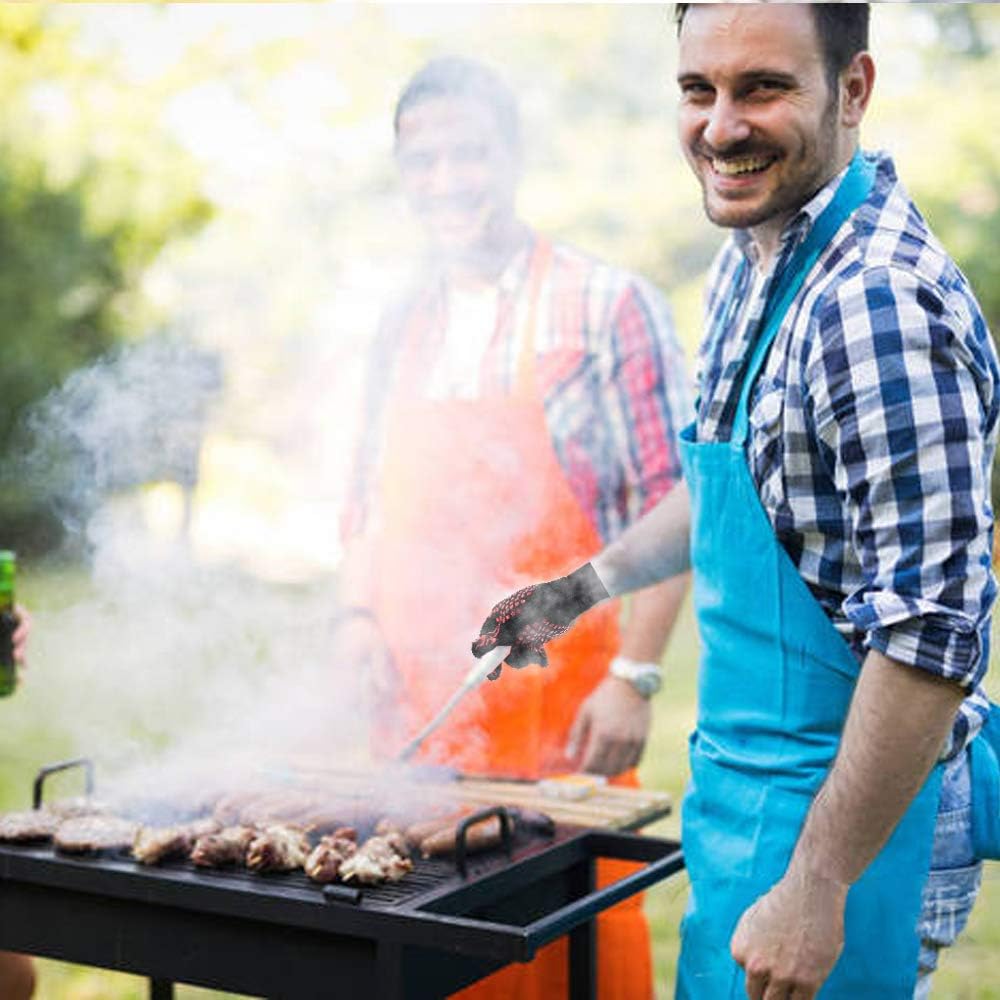 VIGIND BBQ Gloves,Barbecue Gloves,1472°F Extreme Heat Resistant Grilling Gloves,Non-Slip Silicone Insulated Gloves, Perfect for Barbecue, Cooking, Baking, Fireplace, Smoker,1 Pair,Black-Red : Patio, Lawn & Garden