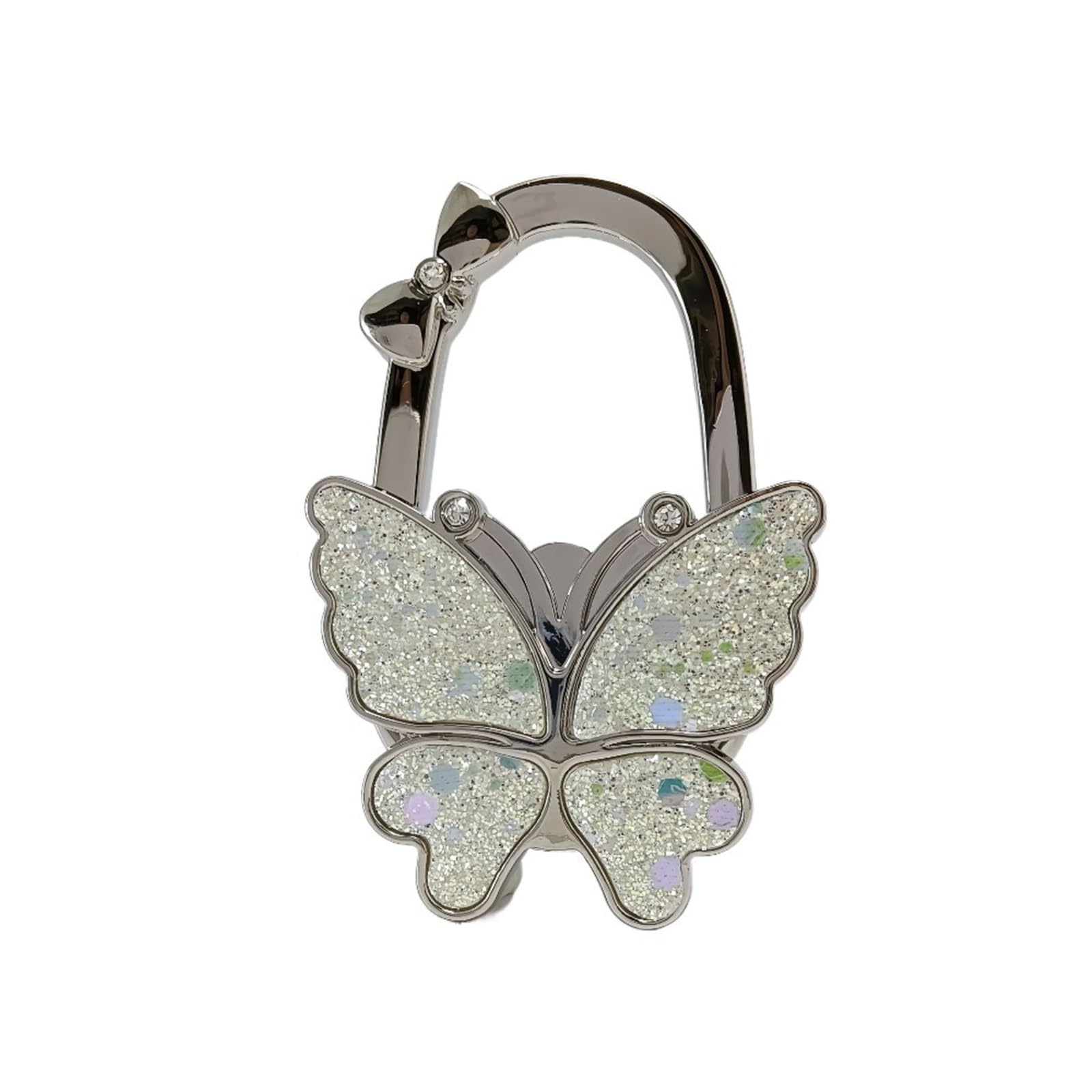 LCKKJHG 2pcs Pretty Butterfly Handbag Hook for Women Foldable Creative Purse Portable Table Hanger(Beige)