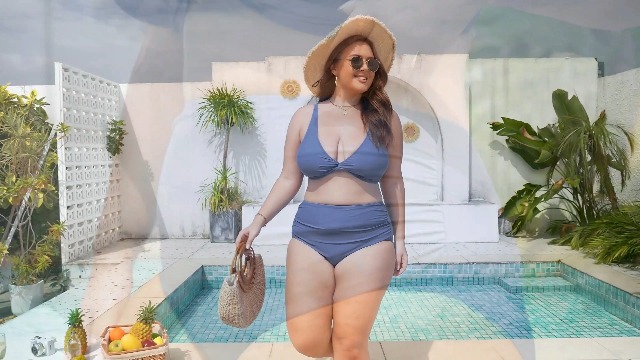 BSLVWG Bikini Push Up Per Donne Taglie Forti, A Vita Alta Con Pannello Controllo Pancia, Costume Intero A Due Pezzi, Con Imbottiture Rimovibili, Morbido E Confortevole