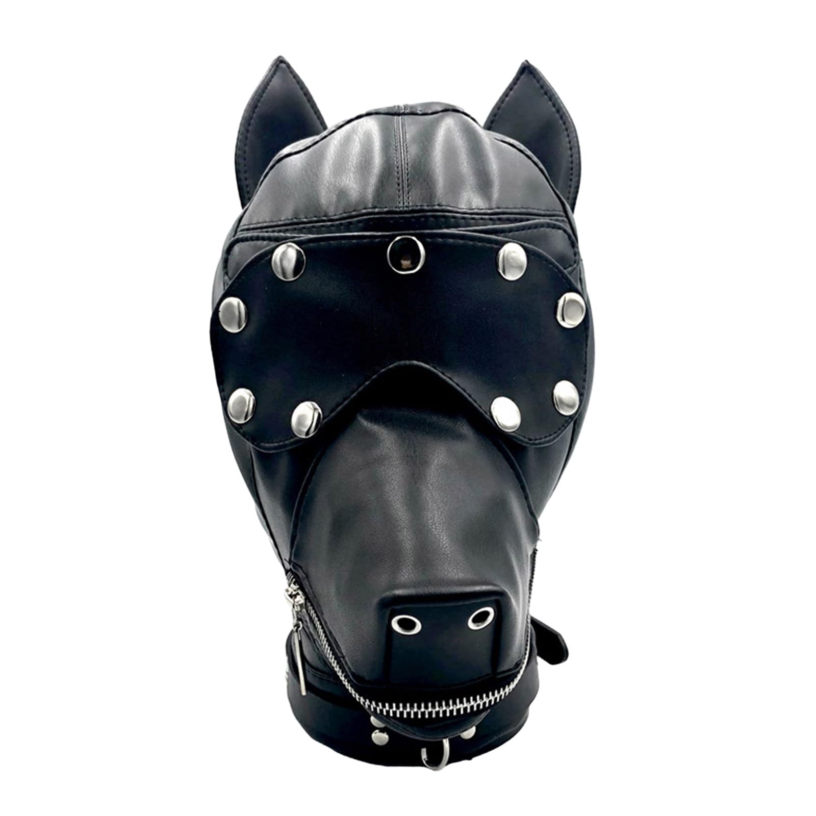 ZWWAAZHF Dog Headpieces with Eye Cover Halloween Cosplay Masquerade Leather Adjustable Drawstring for Men Wmen Headpiece Costume Halloween