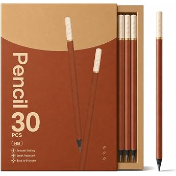 HB Pencils - Pack of 30 Triangular Pencil with Sturdy Thick Lead & Black Wood Pencil for School Office Drawing
