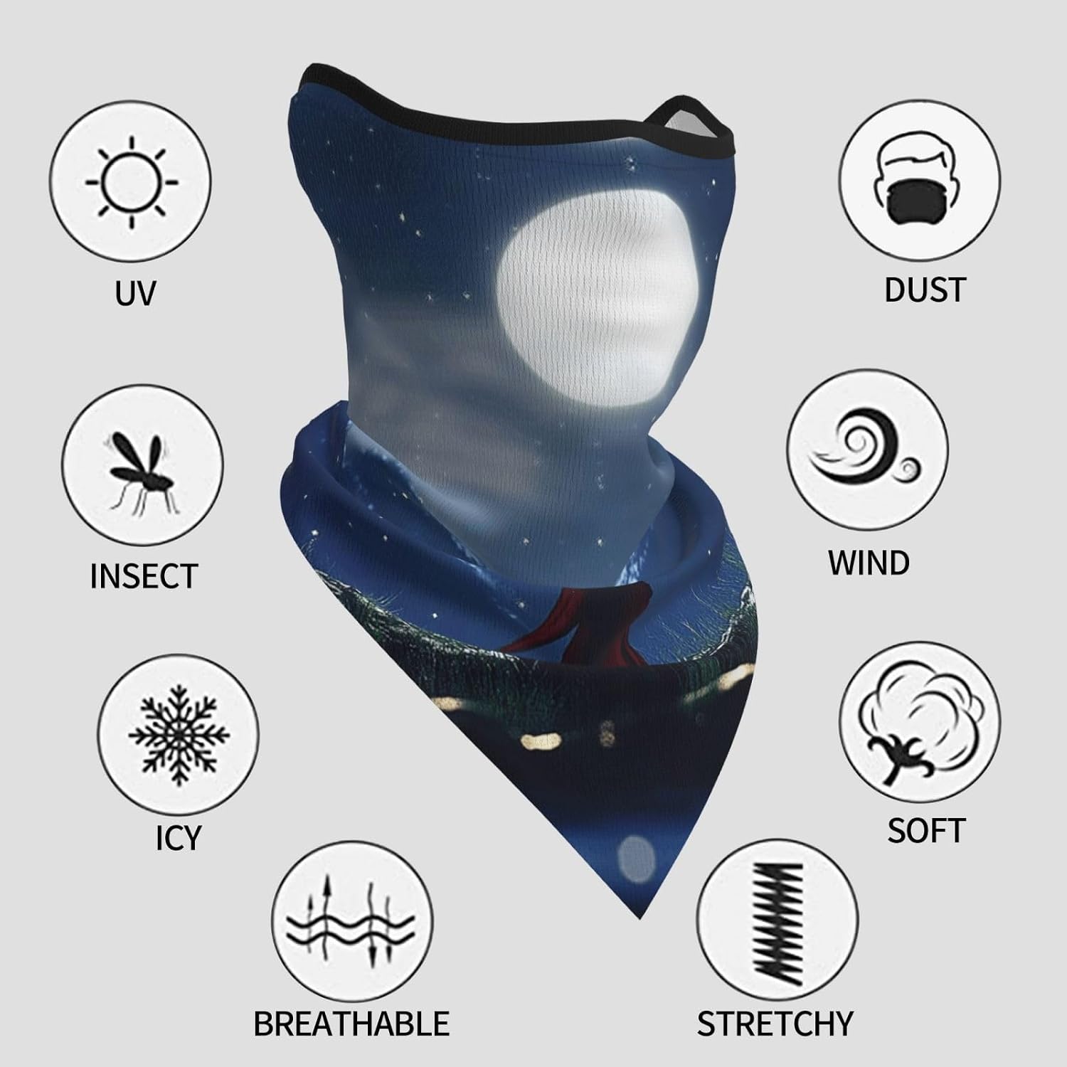 Protection Neck Gaiter Face Cover Starry Sky Under the Moonlight Balaclava Scarf Mask, Windproof Breathable Sun Shield for Men Women, Skiing Hiking Cycling Outdoor Sports