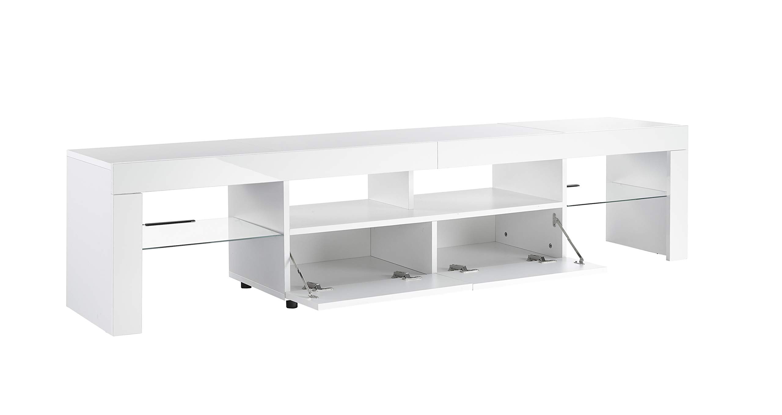 MMT Furniture Designs TS1706V2 White Mobile TV, Legno, Bianco, 200cm(w) x 40cm(d) x 45cm(h)