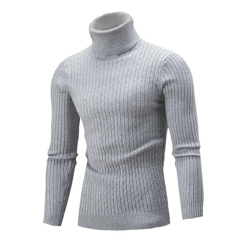 Suéter de cuello alto para hombre con diseño cálido y textura suave lisa 6