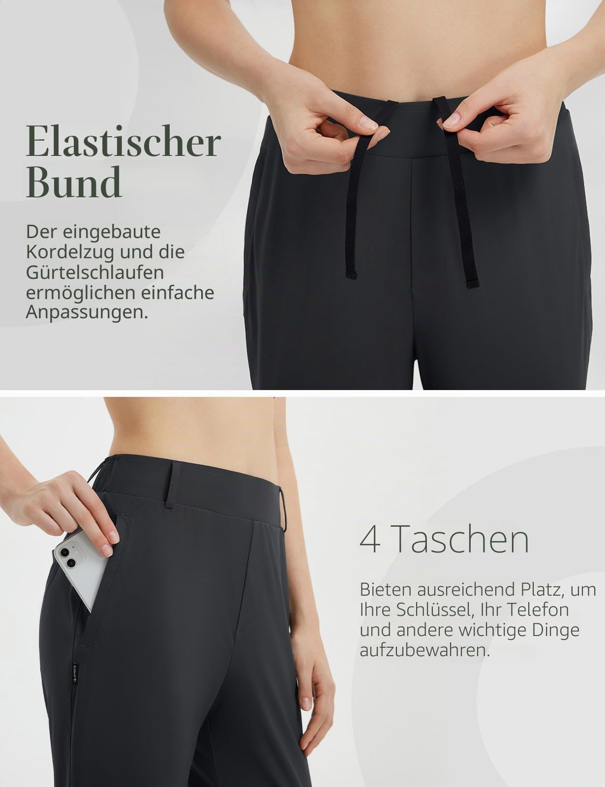 baleaf Golfhose Damen UPF 50+ Lässige Hose Arbeit Bussiness Schwarz XS