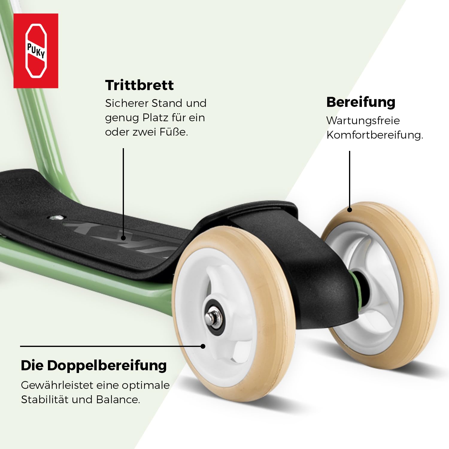 PUKY R 1 Classic Scooter | Sicherer Roller für Kinder ab 2 Jahren | Rutschfestes Trittbrett | Höhenverstellbarer Lenker | Top Fahrrad-Alternative
