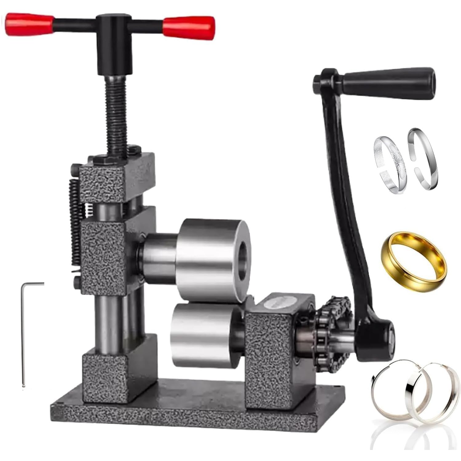 XNZJHPP Jewelry Making Bending Machine - Hand Crank Rolling Mill for DIY Rings & Bracelets, Perfects for Silver & Metal Processing, Ideals for Craftsmen & Hobbyists (Silver)