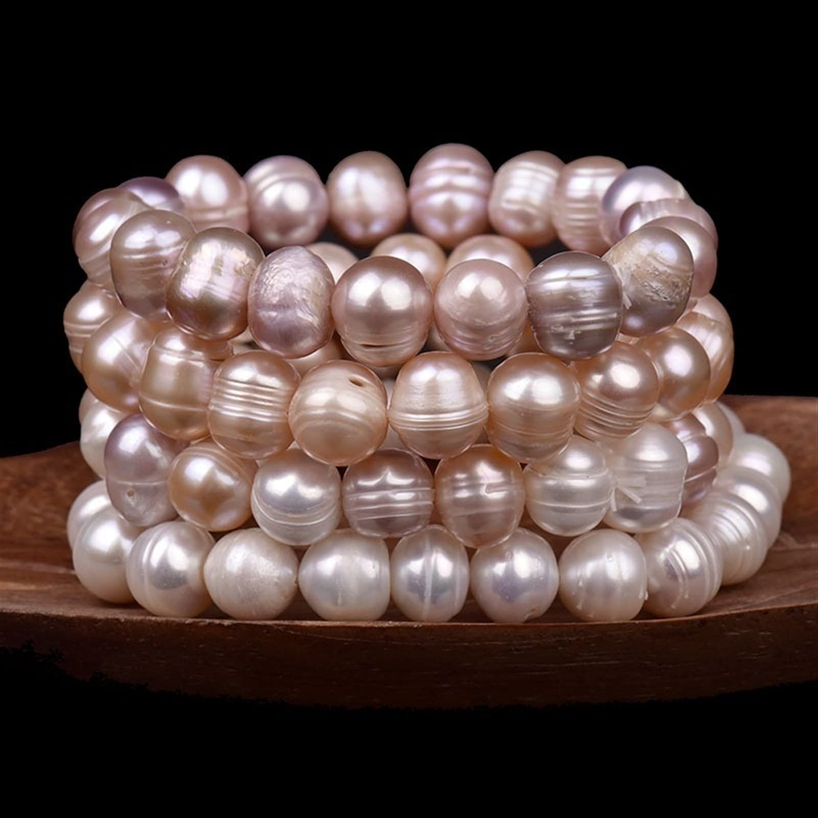 Pulsera de Piedra Natural Pulsera de Perlas de Concha de 8 mm Tricolor Perla Natural de Agua Dulce Encanto Brazalete elástico Mujeres Joyería Fina Fiesta Aniversario Boda Regalo Pulsera Joyería