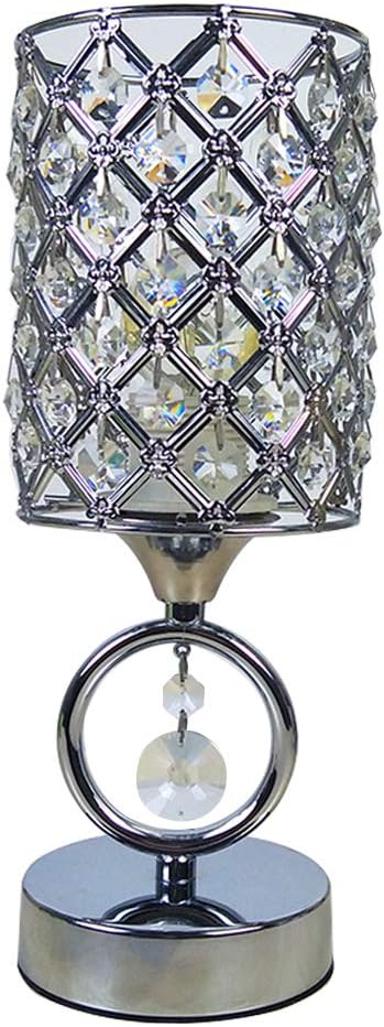Hsyile KU300166 Modern Chrome Crystal Desk Lamps for Bedroom Nightstand,Study,Living Room Table Lamp