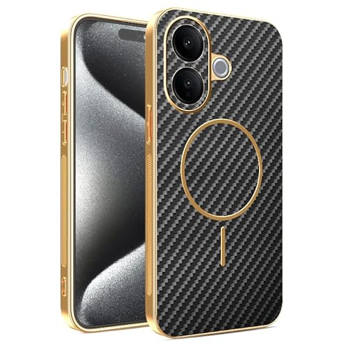 Kainevy Phone Case for Vivo V60 Lite 5G Compatible with MagSafe Cover 3D Carbon Fiber Texture, Slim Magnetic for Vivo V60 Lite Case Silicone Shockproof Protection Camera, Trendy Luxury (Black)