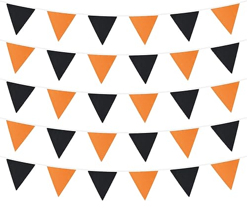 G2PLUS Cadena de pancarta para decoración de fiestas, bandera triangular naranja y negra de 39 pies, guirnalda de banderines de algodón, banderas disponible en Yaxa Peru