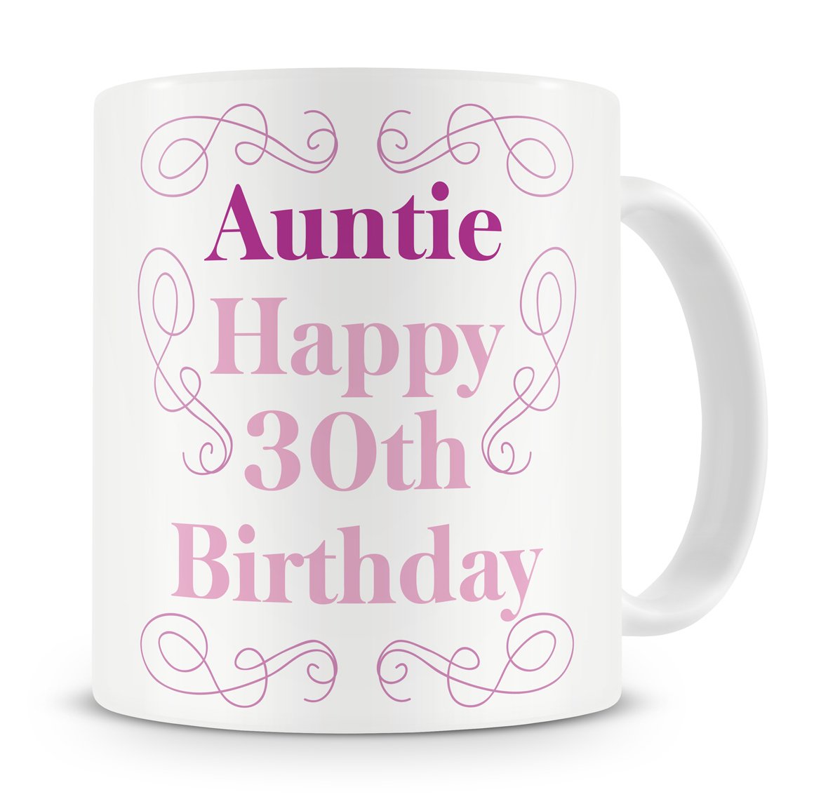 Auntie, Happy 30th Birthday Mug - Auntie/Aunty/Aunt - 30th / Thirtieth Birthday Present/Gift Mug - from Niece/Nephew (Multi)