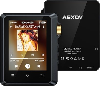 HiFi MP3 Player with Hi-Res Lossless Audio, Bluetooth 5.3 Portable Music Player, 64GB Memory, 3.5mm Balanced Output, Long Battery Life for High-End Headphones,UP to 256GB 2.864GB-Black
