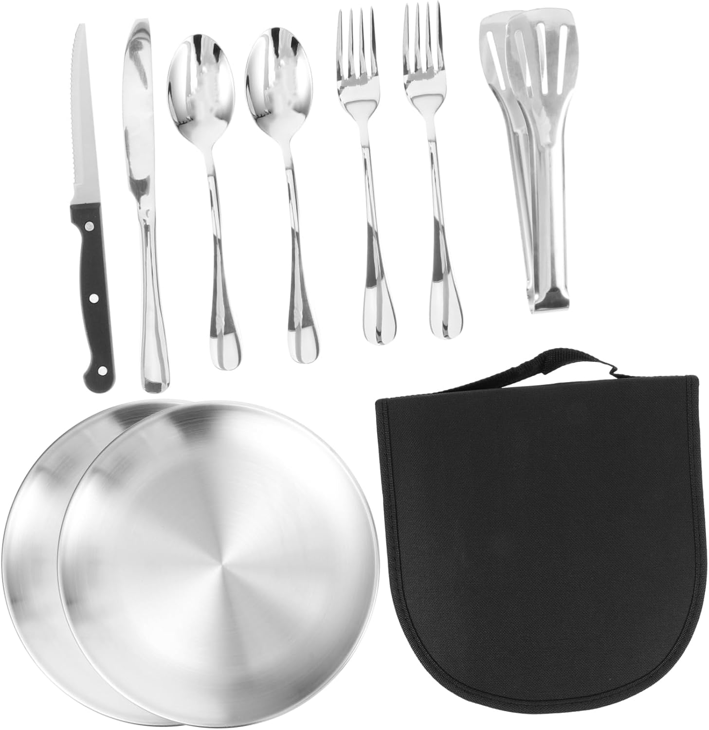 balacoo 1set Stainless Steel Camping Cutlery Set Portable Outdoor Utensils Kit for Picnics Hiking and Travel Includes Forks Knives and Spoons Carry Bag
