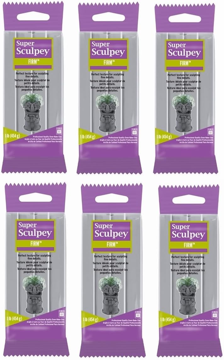 M02370x6 6lb Super Sculpey Firm Gray Oven Bake Polymer Clay QC1