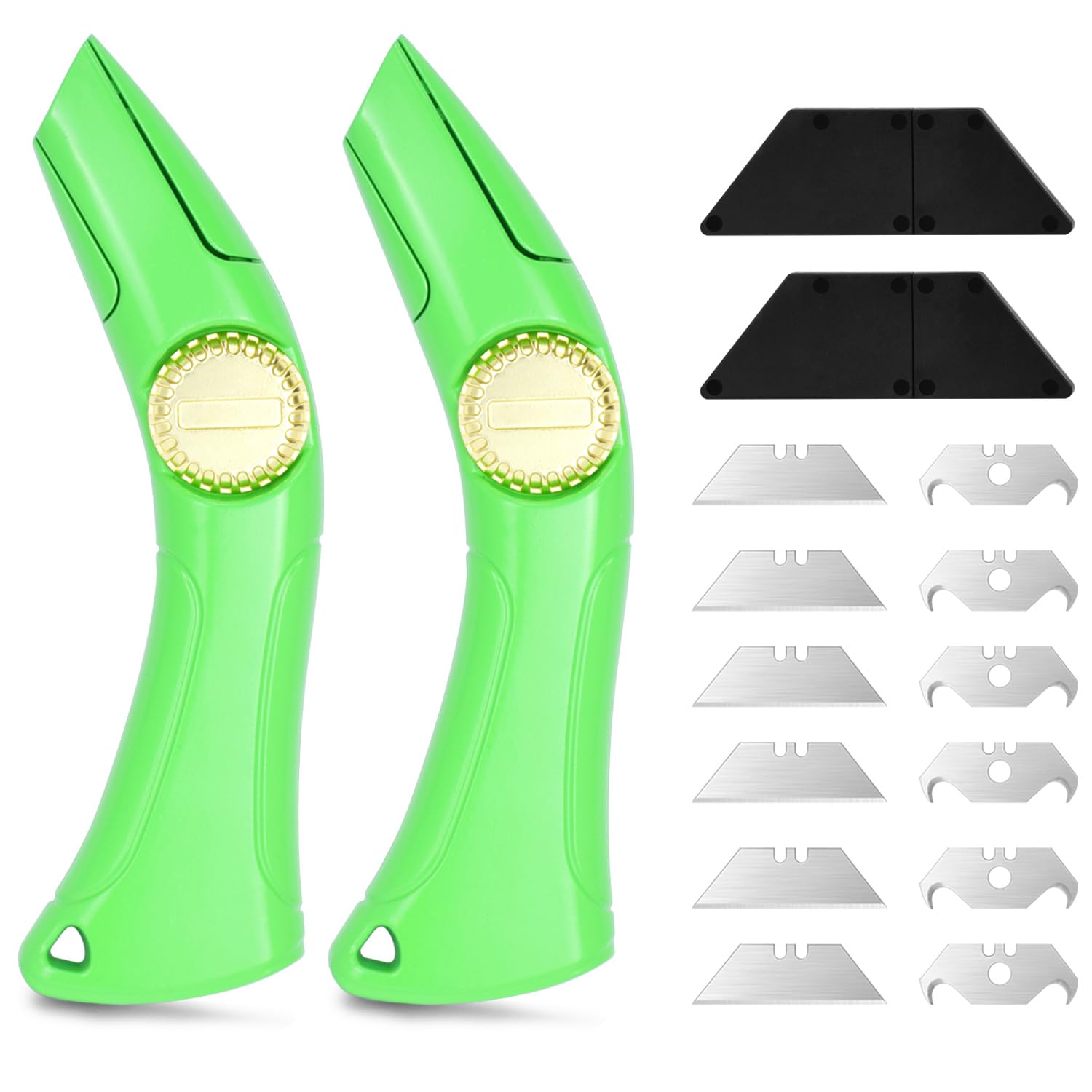 2 Sets of Heavy-Duty Roofing Shark Knives - Each Set Includes 6 Fixed Blades & 1 Blade Box - Ideal for Cutting Drywall, Duct, Carpet, and Cardboard (2