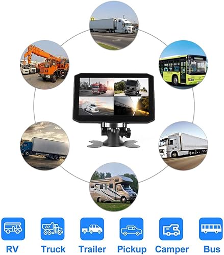 Miniatura 7 de VSYSTO Sistema de cámara de tablero de camión 4CH DVR grabadora impermeable cámara de respaldo frontal y laterales y trasera VGA para camión tractor