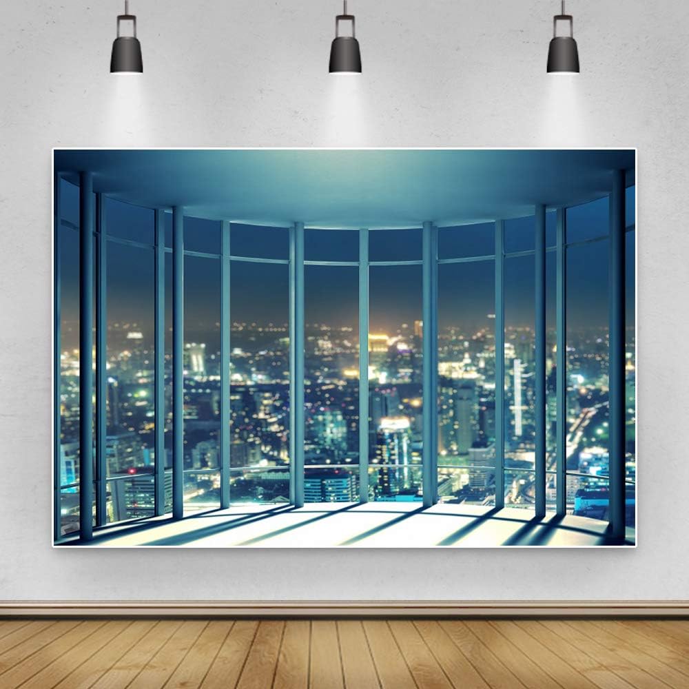 Buy Qinunipoto 6x4ft Polyester Viewing Room Office Backdrop French Windows Skyscraper Shining Lights New York City Night View Romantic Wallpaper Photography Background Lover Adults Photo Studio Props Online At Lowest Price In