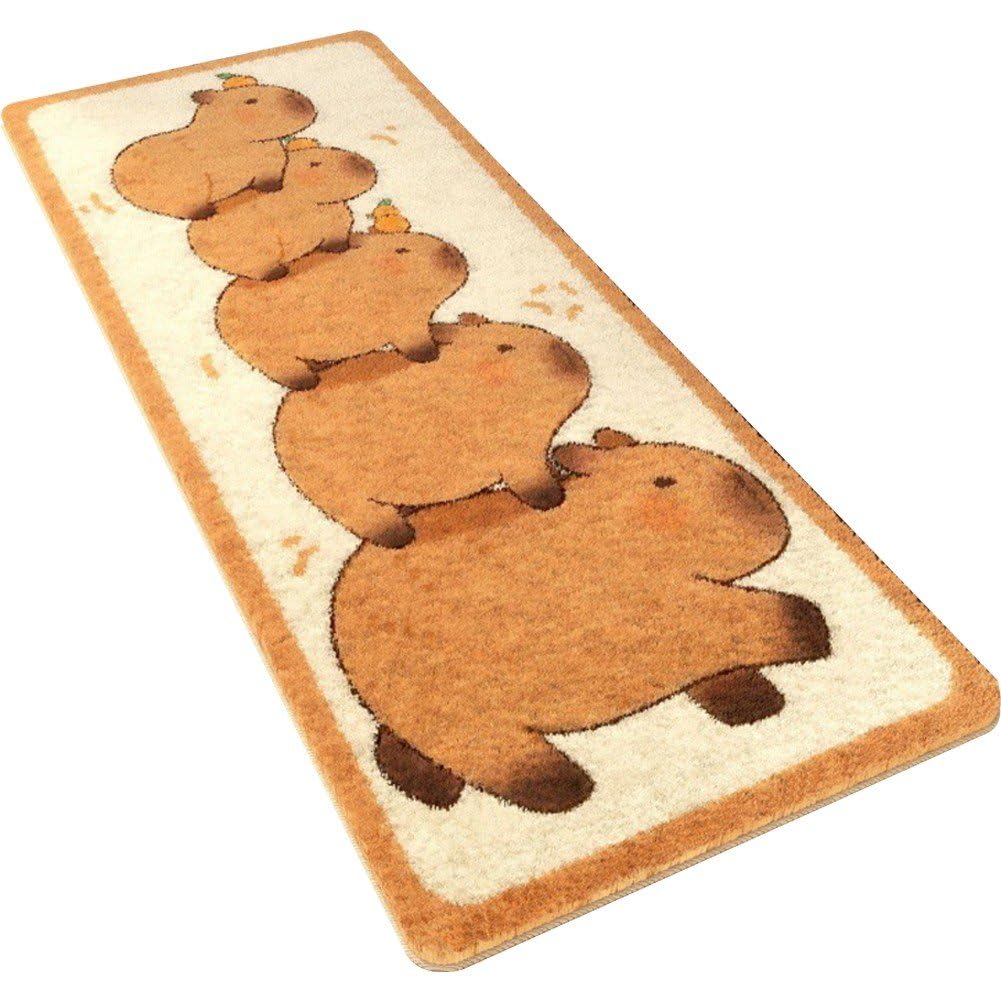 Casiler A Capybar Rug, Cute Long Cartoon Doormat, Non-Slip Nimal Rug For Sof, Kawaii Nimal Floor Mat For Bedroom, Entrance, Living Room