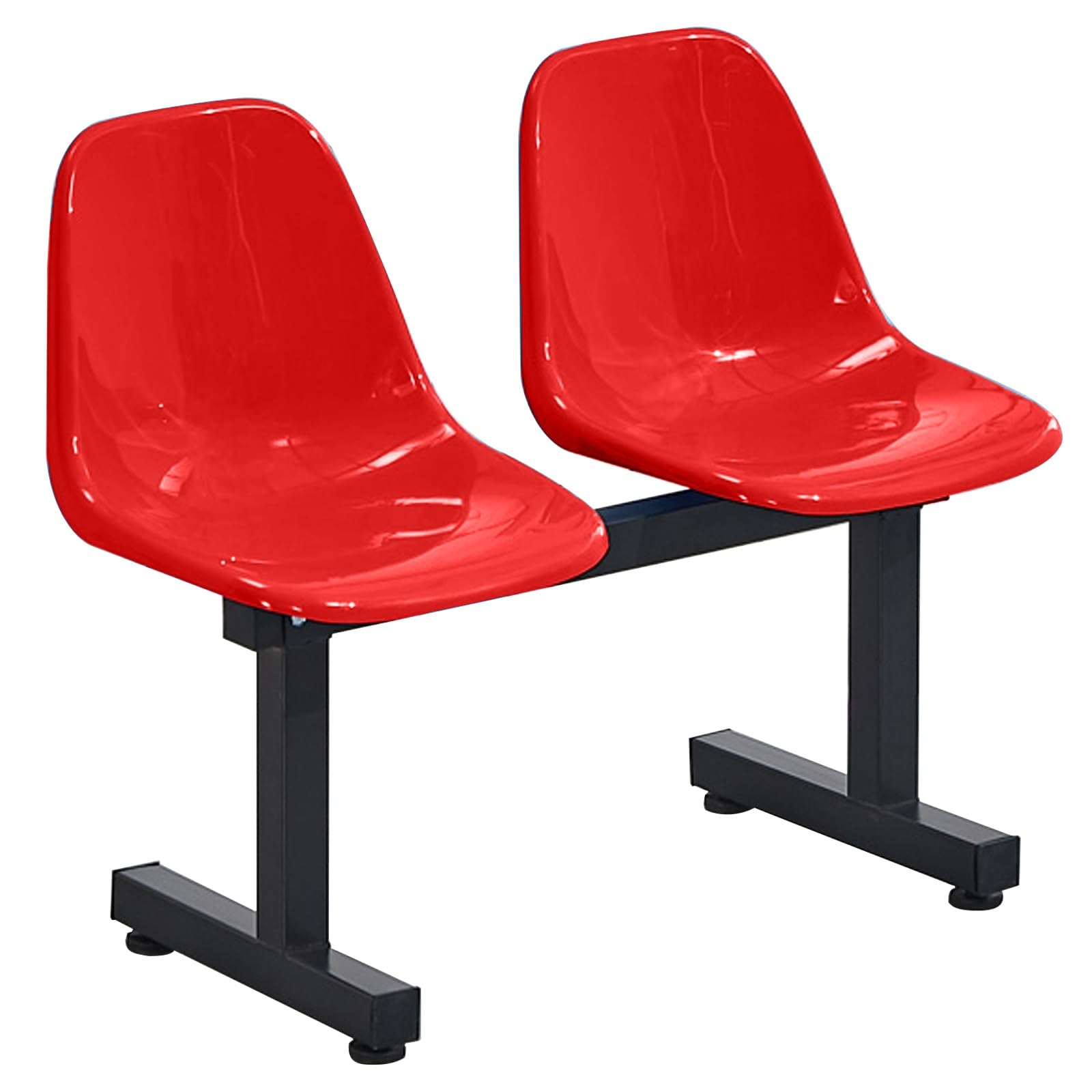 HCZKIUJY Red 2-Seat Waiting Room Chair with Backrest - Indoor/Outdoor Stadium Bench, Durable Plastic Reception Seat for Clinics, Airports, Hospitals, Hair Salons & More