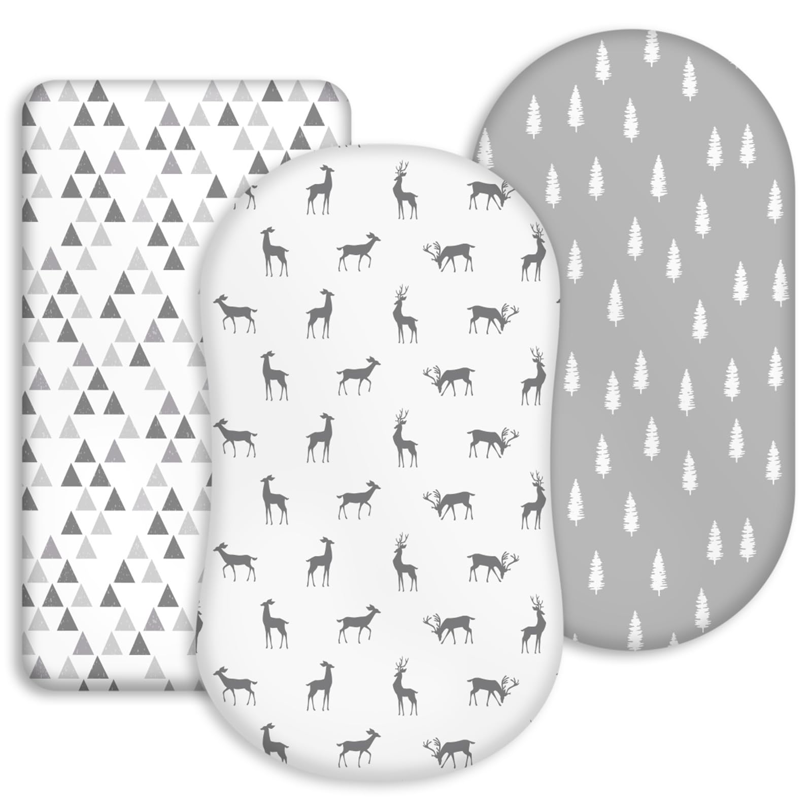 Baby Bassinet Sheets Girl Boy, 3 Pack Fitted Bassinet Sheet