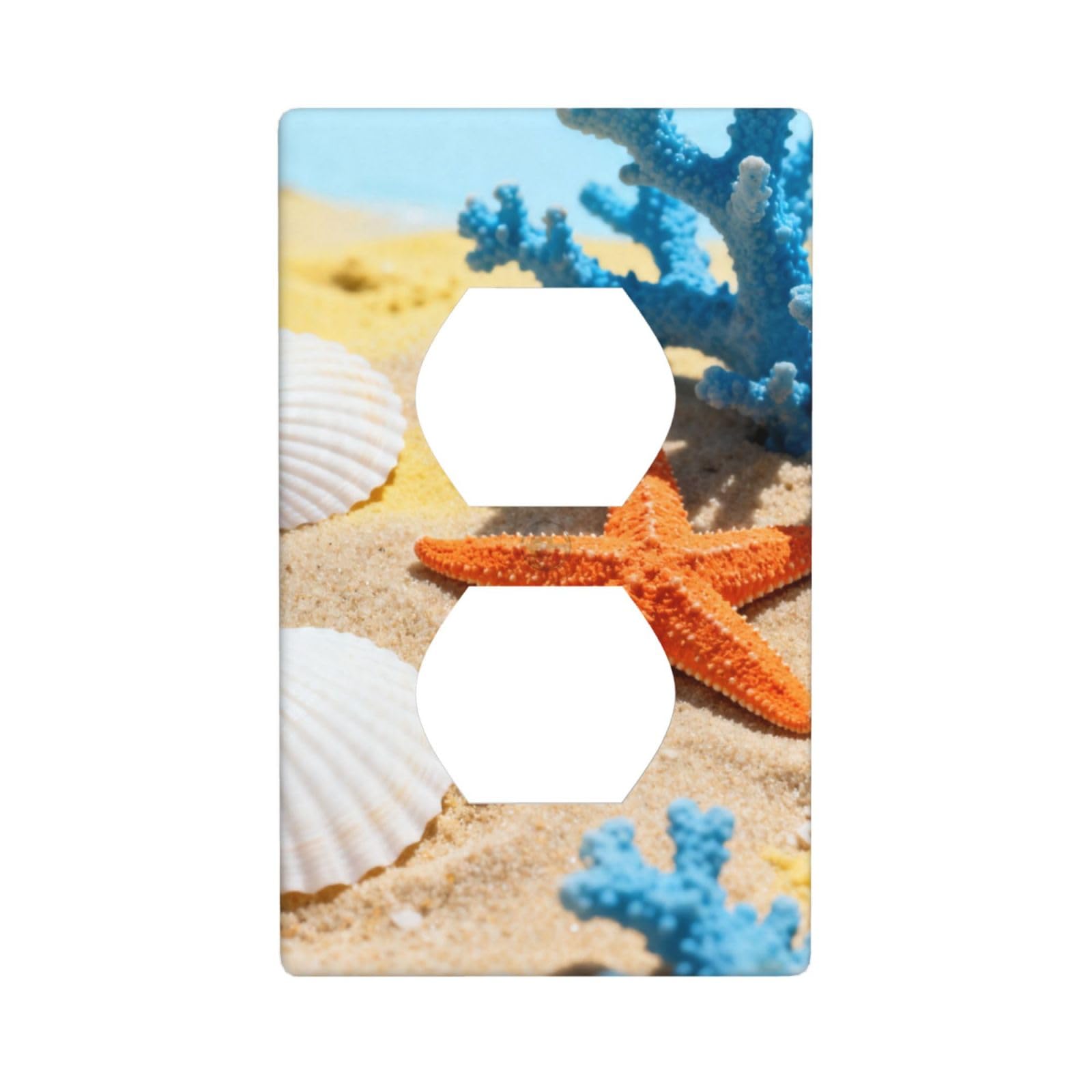 Starfish Coral Unbreakable Polycarbonate Switch Plate-1 Gang Screwless Wall Plate for Home Office