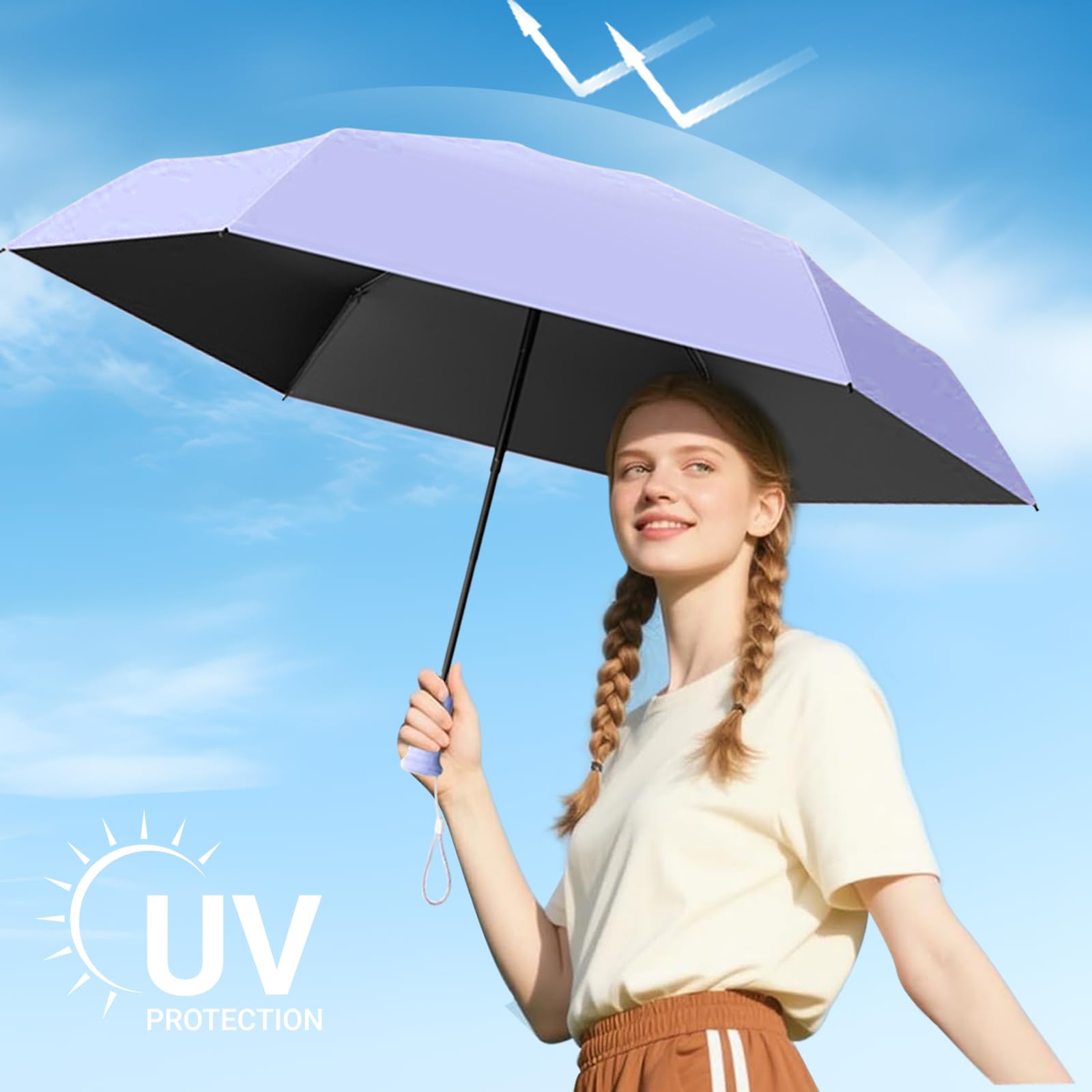 Mini Parasol Kieszonkowy, Składany Parasol Przeciwwiatrowy, Parasol Przeciwsłoneczny, Codzienne Podróże, Zawiera Pudełko Do Przechowywania, Chowany Uchwyt, Unisex