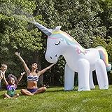 Aufblasbar Einhorn Sprinkler Spielzeug, Kinder Summer Outdoor Wasser Sprinkler Giant Unicorn Garten Wasserspielzeug 180cm