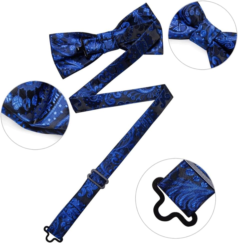 Bow Ties for Man Wedding Business Party Paisley Pre-Tied Bowties Handkerchief Cufflinks Gifts